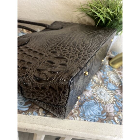 Brahmin Black And Brown Large Shoulder Tote Bag Carry All Travel - Picture 3 of 16